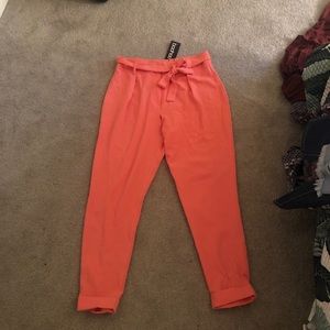 Coral tie waist trousers